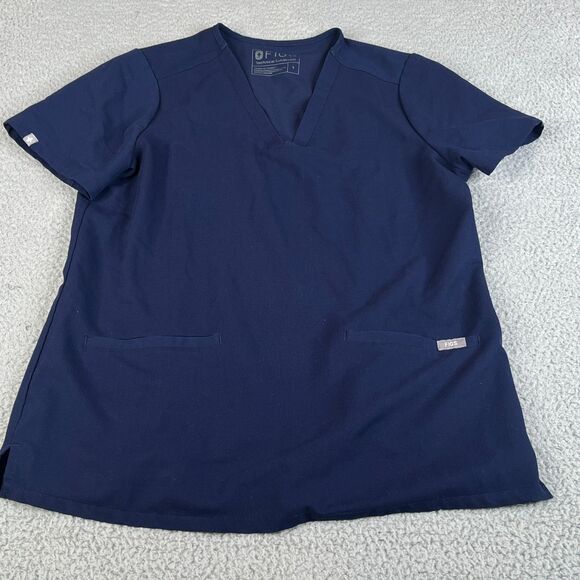 Figs Catarina Scrub Top Women Small Blue One Pocket  V-Neck FW1000 Message Vet - Picture 1 of 10